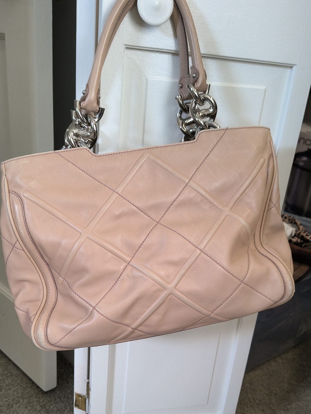 Salvatore Ferragamo Beige Lambskin Handbag